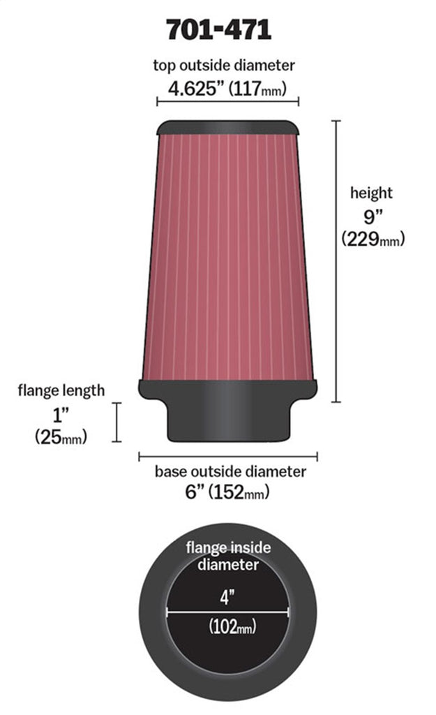 Airaid 701-471 Universal Air Filter