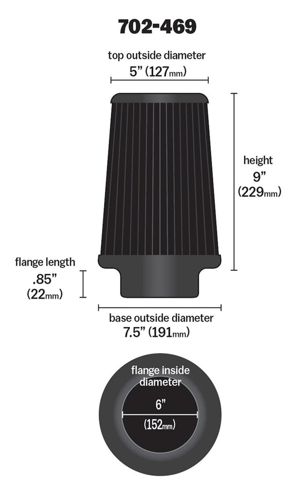 Airaid 702-469 Universal Air Filter