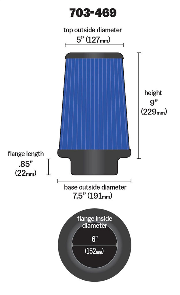 Airaid 703-469 Universal Air Filter