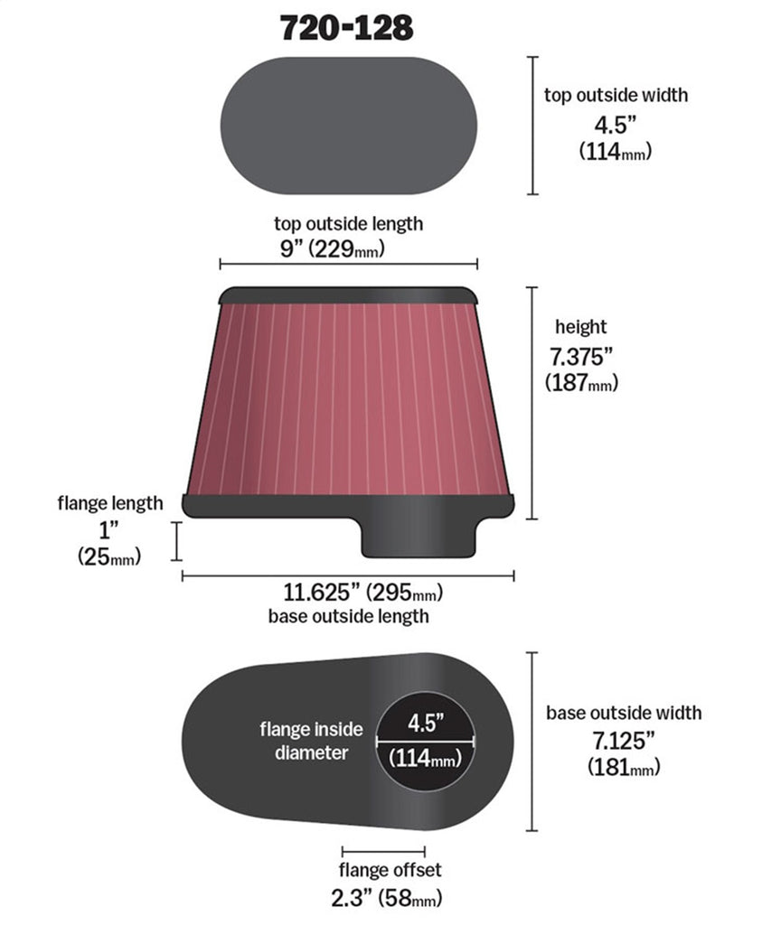 Airaid 720-128 Universal Air Filter