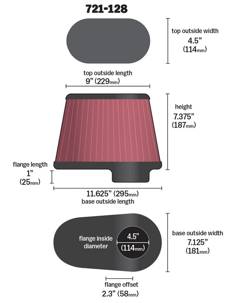 Airaid 721-128 Universal Air Filter