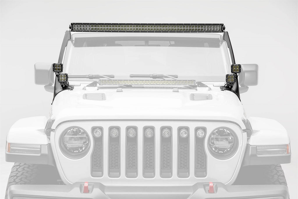 ZROADZ Z374831-BK4 Front Roof LED Light Bar Bracket Fits Gladiator Wrangler (JL)