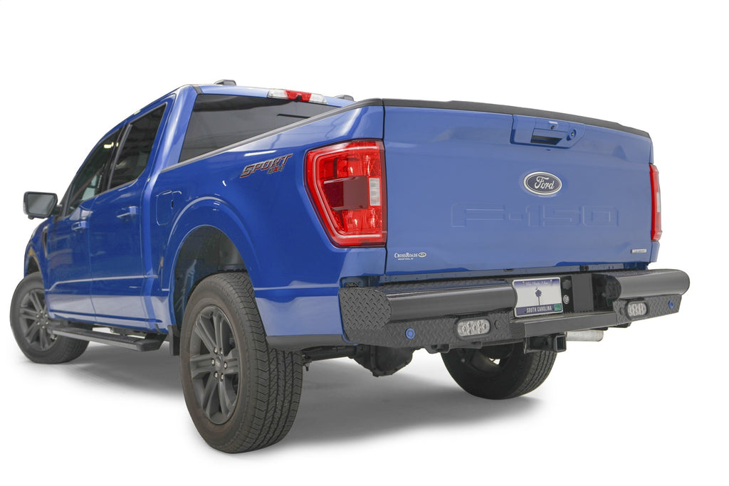 Fab Fours FF21-T5050-1 Black Steel Rear Bumper Fits 21-23 F-150