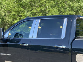 PP60152 Polished Pillar Post Trim 8Pc Fits 20-24 Silverado 2500/3500 HD Crew Cab