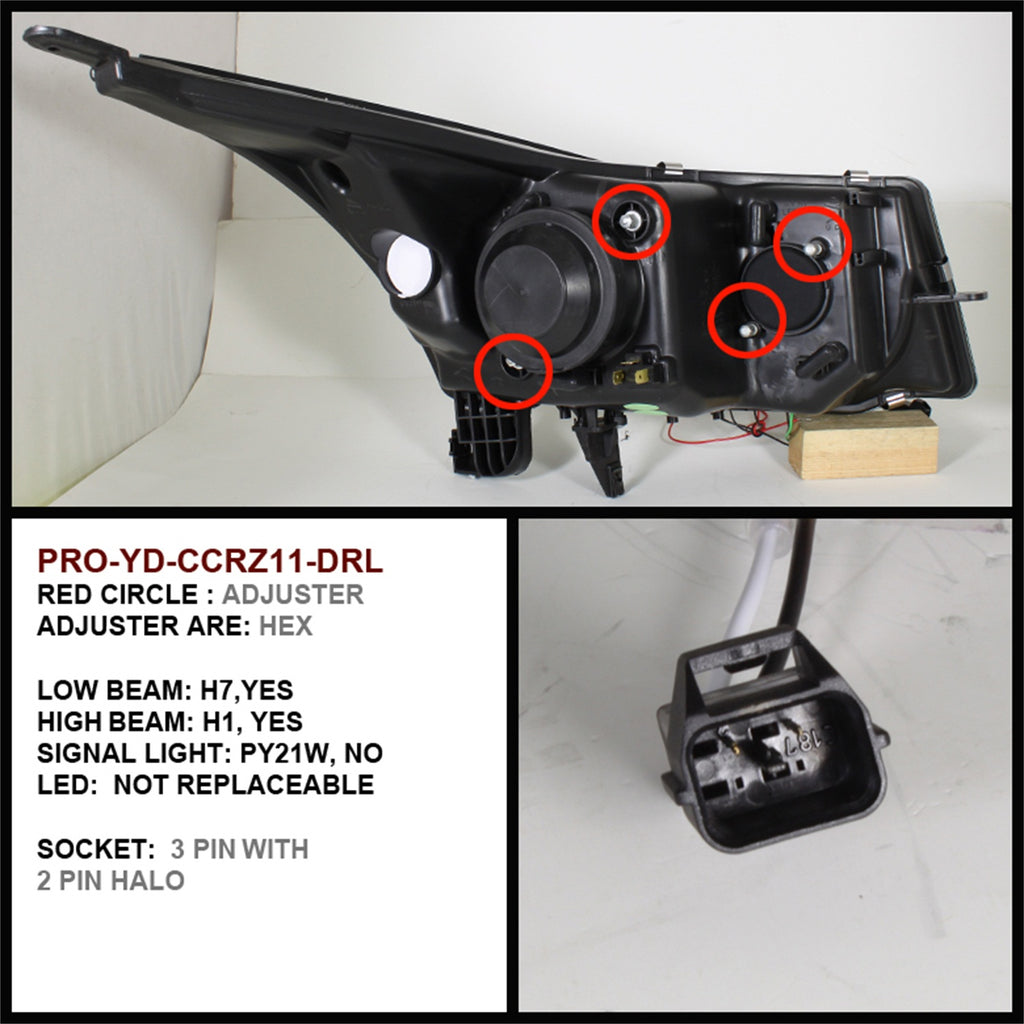 Spyder Auto 5037909 DRL LED Projector Headlights Fits 11-14 Cruze