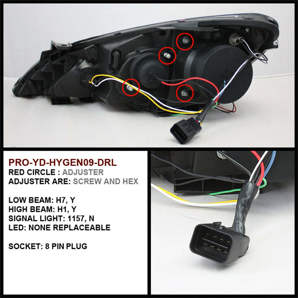 Spyder Auto 5034267 Halo DRL LED Projector Headlight Fits 10-12 Genesis