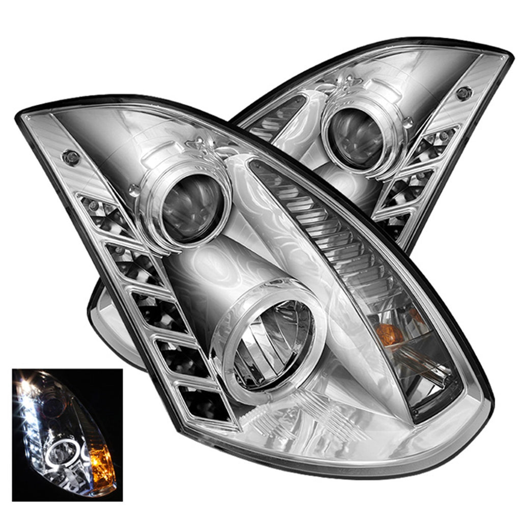 Spyder Auto 5011077 Halo DRL LED Projector Headlight Fits 03-07 G35