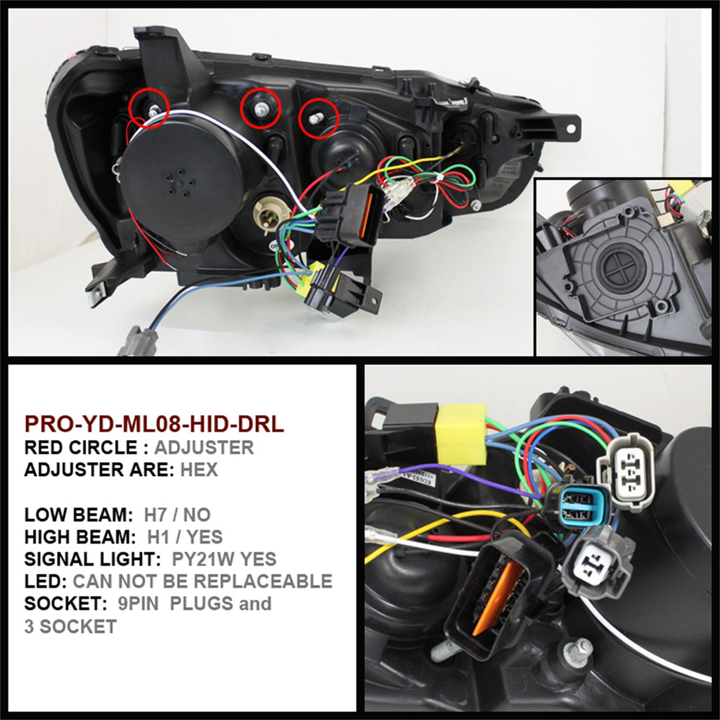 Spyder Auto 5042224 DRL LED Projector Headlights Fits 08-14 Lancer