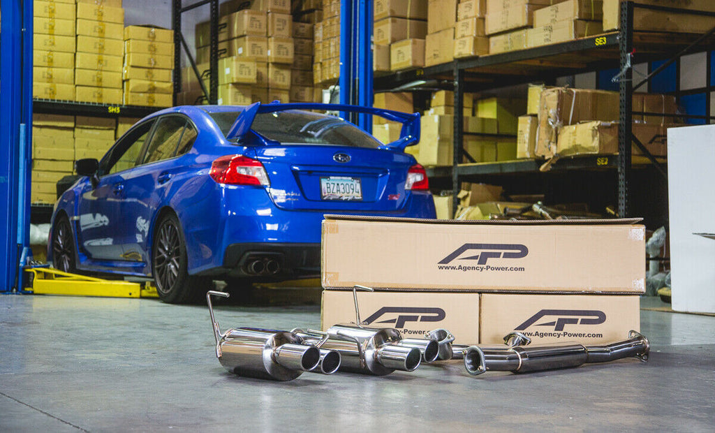 Catback Exhaust System Polished Quad Tips Fits Subaru WRX STI Sedan Agency Power