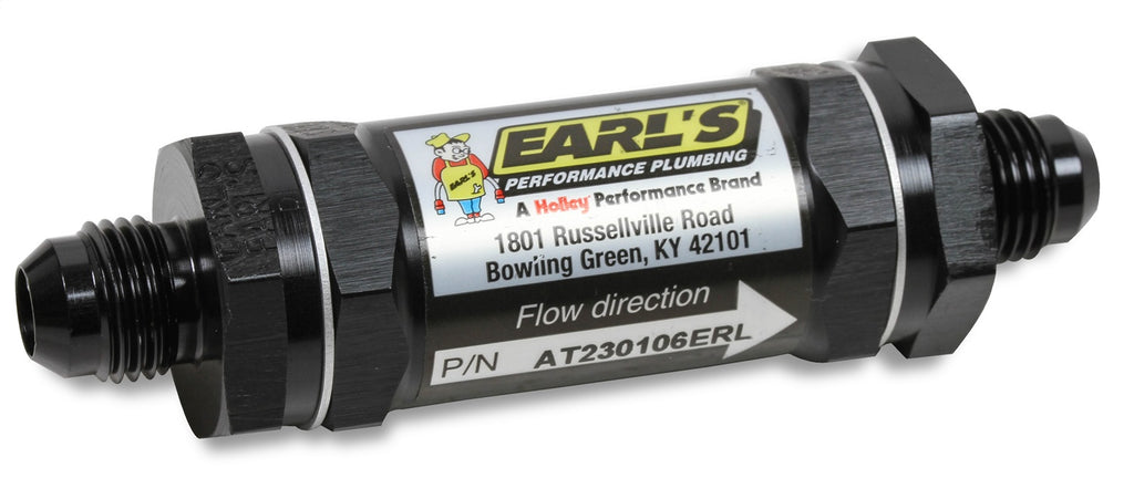 Earls Plumbing AT230106ERL Aluminum In-Line Fuel Filter