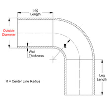 Load image into Gallery viewer, HPS 1" OD 90 Degree Bend 6061 Aluminum Elbow Pipe 16 Gauge w/ 2" CLR