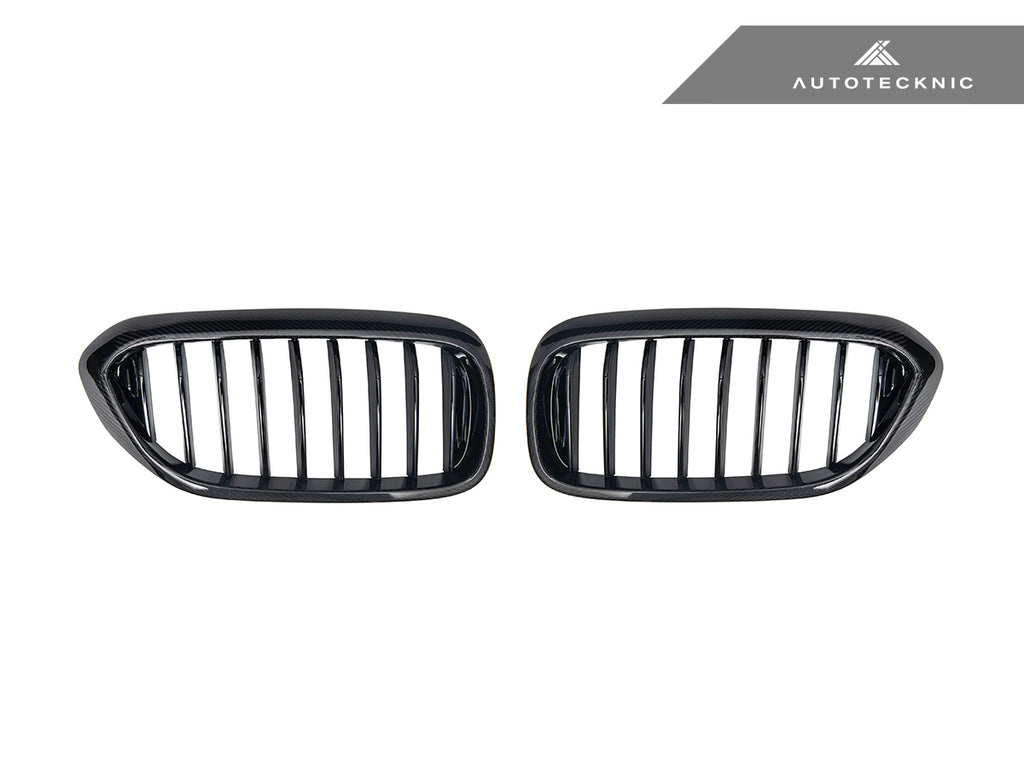 AutoTecknic BM-0250-CF Carbon Fiber Front Grille Set Fits 17-20 BMW 5-Series G30