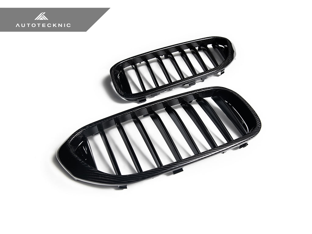 AutoTecknic BM-0250-CF Carbon Fiber Front Grille Set Fits 17-20 BMW 5-Series G30