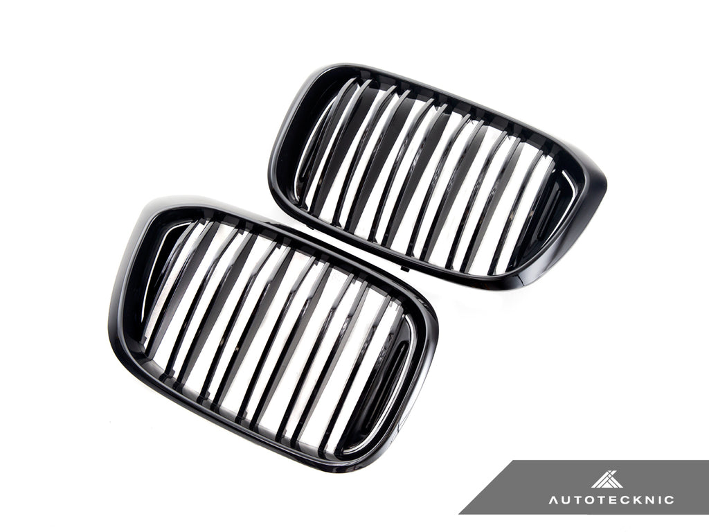 AutoTecknic BM-0256-DS-GB Dual-Slat Glazing Black Front Grilles G01 X3