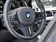 Load image into Gallery viewer, AutoTecknic BM-0282-LCI-H-S-NTJ Carbon Alcantara Steering Wheel Trim G01 X3