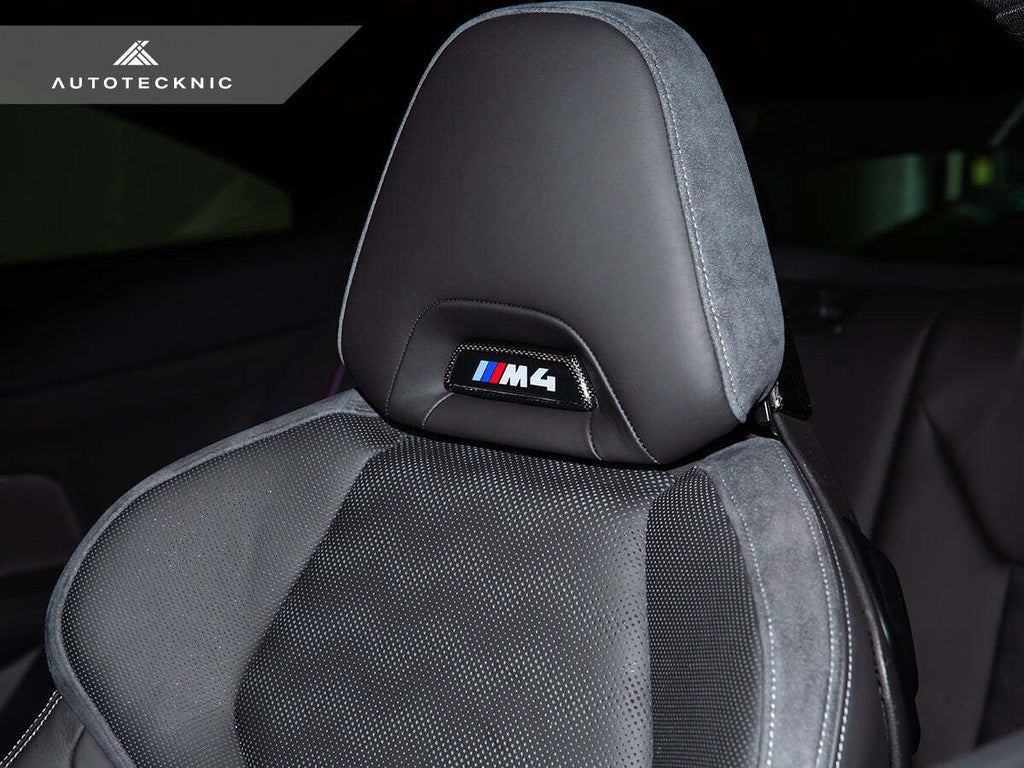 AutoTecknic Dry Carbon Front Seat Illuminated Emblem Surround Set For BMW M