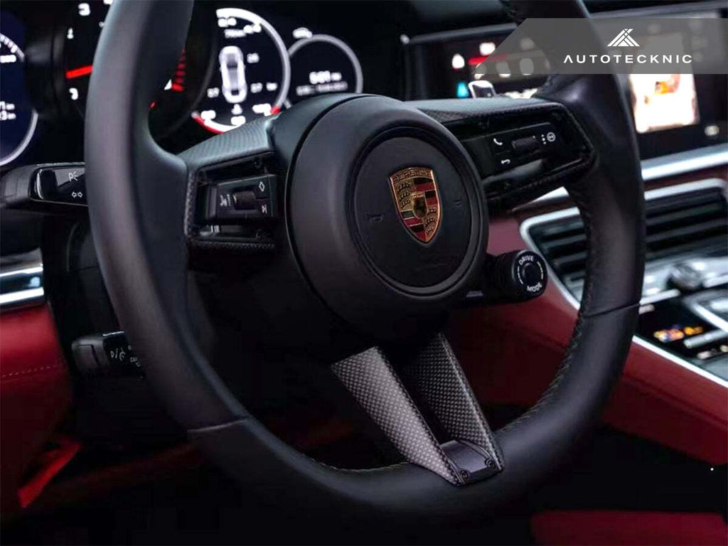 AutoTecknic PR-0045 Carbon Fiber Steering Wheel Trim For Porsche 992 Models
