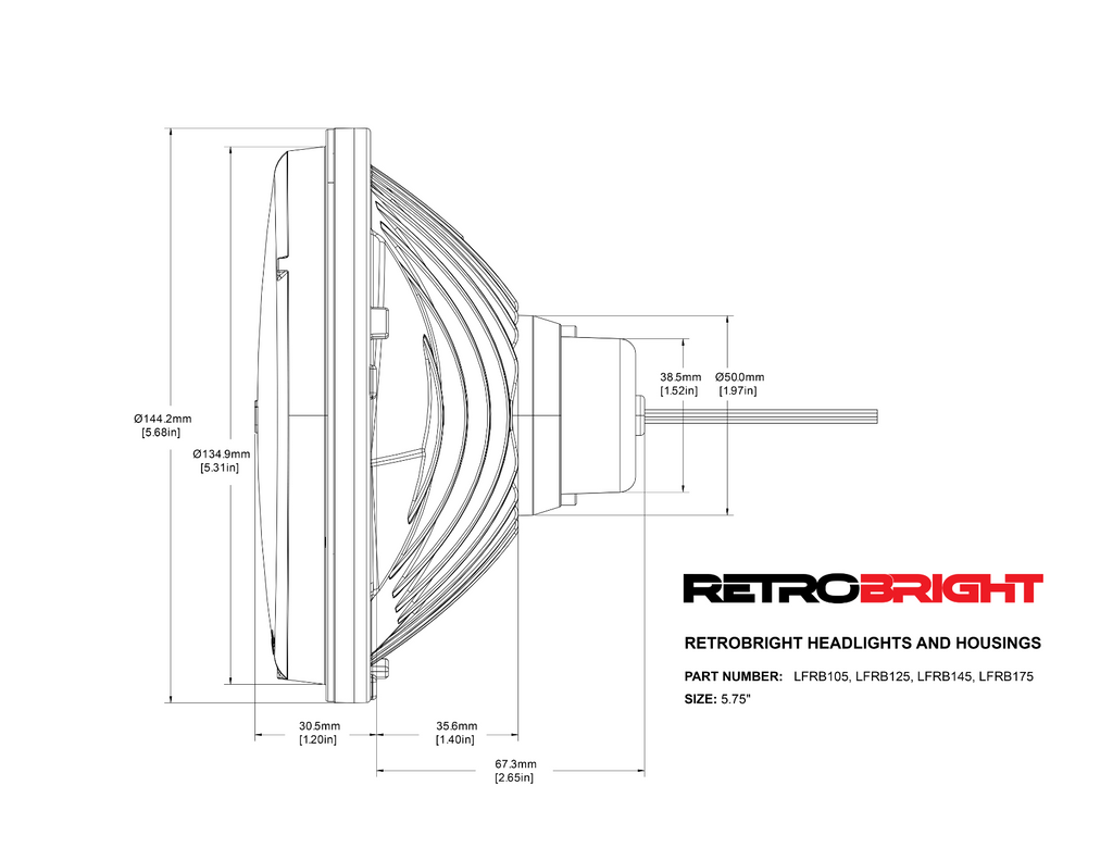 Holley Retrobright LFRB125 5.75 inch Round LED Headlight - Classic White (3000K)