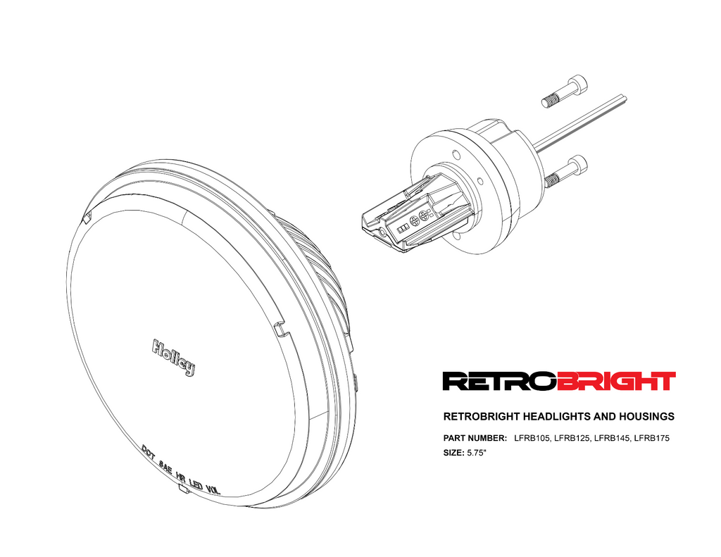 Holley Retrobright LFRB125 5.75 inch Round LED Headlight - Classic White (3000K)