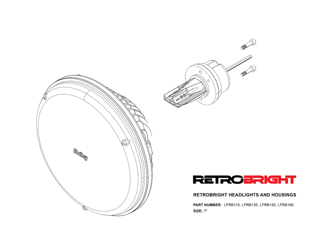 Holley Retrobright LFRB135 7 inch Round LED Headlight - Classic White  (3000K)