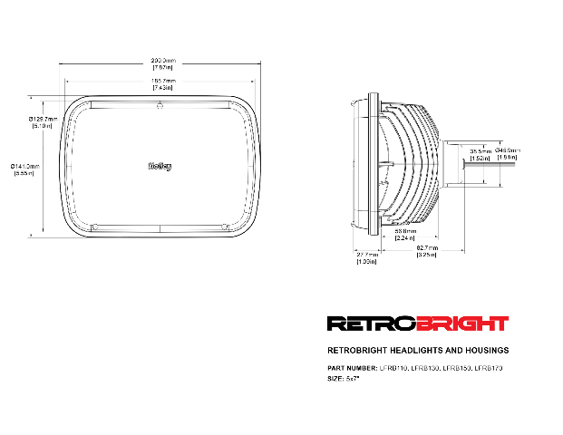 Holley Retrobright LFRB150 5x7 Rectangle LED Headlight - Modern White (5700K)