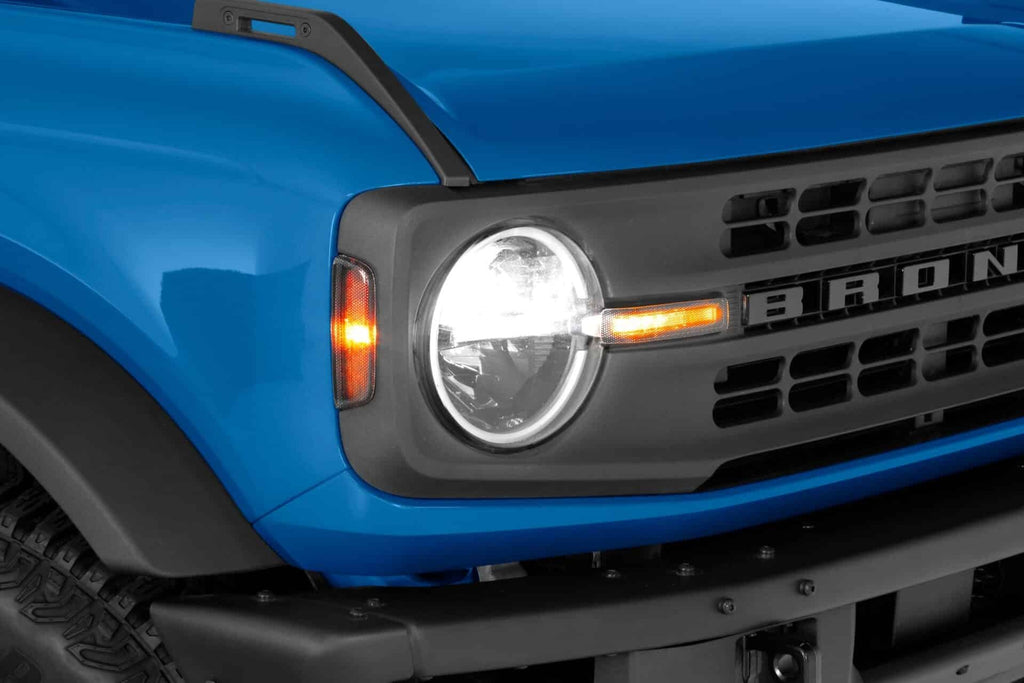 GT Styling Carbon Fiber Look Front Daytime Running Light Cover Kit 4 pc Fits 19-26 Bronco All Without LED Option