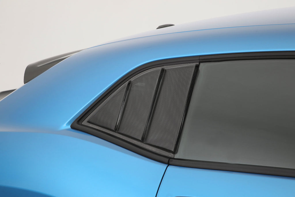 GT Styling Carbon Fiber Look 3 Panel Louvered Quarter Window Covers 2 pc Fits 08-23 Challenger