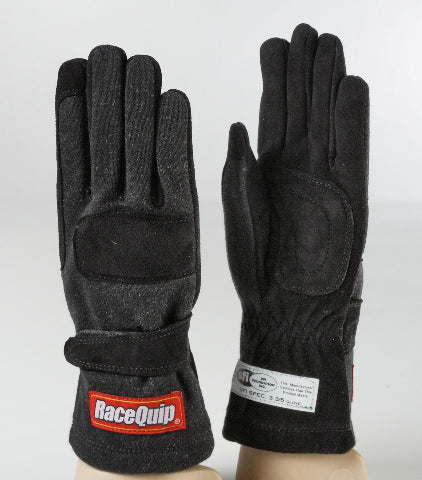 Racequip Black Kids Medium 355 Series 2 Layer Nomex Race Gloves SFI 3.3/ 5