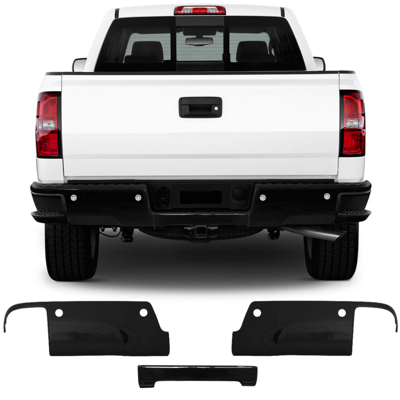 Shellz BK3001 Rear Bumper Cover Gloss Black Fits 14-18 Silverado Sierra LD HD