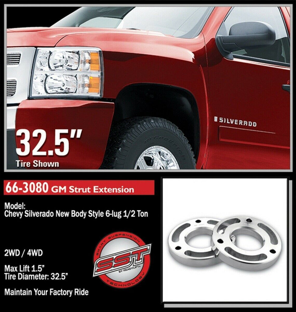 ReadyLift 66-3080 1.5 in. Front Leveling Kit Billet Aluminum Strut Extensions