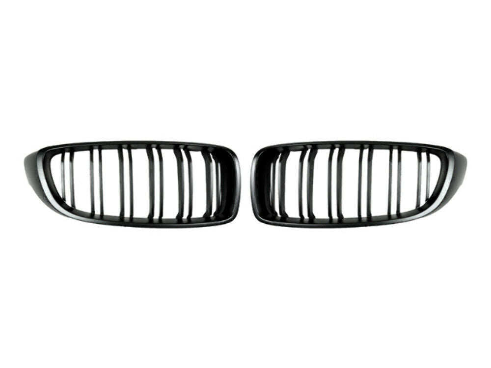 AutoTecknic BM-0175-DS-MB Stealth Black Front Grilles Dual Slats F32 F33 F36