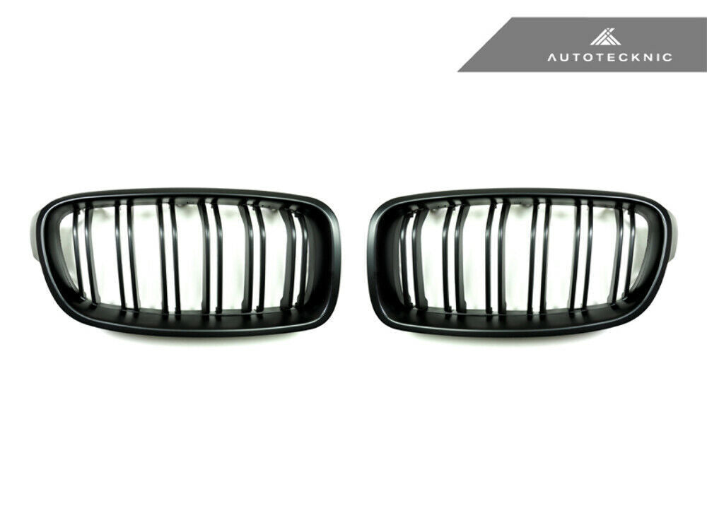 AutoTecknic BM-0179-DS-MB Dual-Slats Black Front Grilles F30 3-Series Sedan