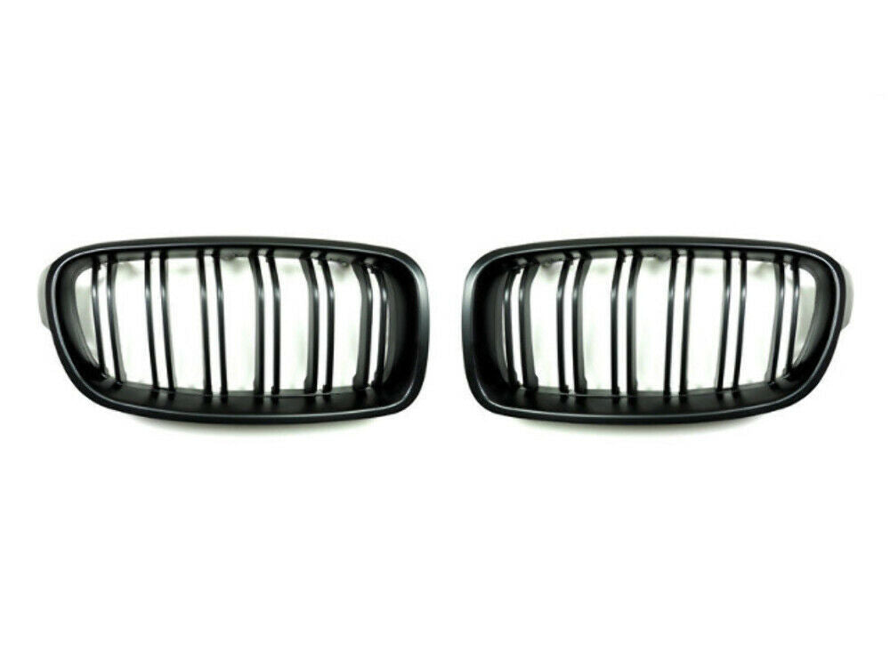 AutoTecknic BM-0179-DS-MB Dual-Slats Black Front Grilles F30 3-Series Sedan