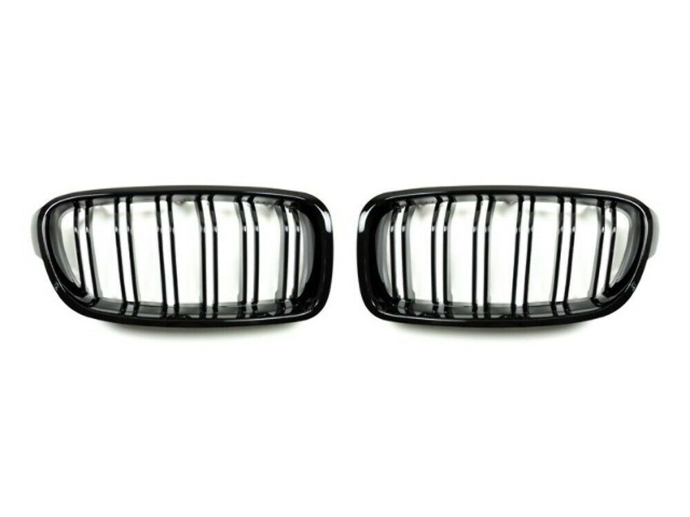 AutoTecknic BM-0179-DS-GB Dual-Slats Black Front Grilles F30 3-Series Sedan