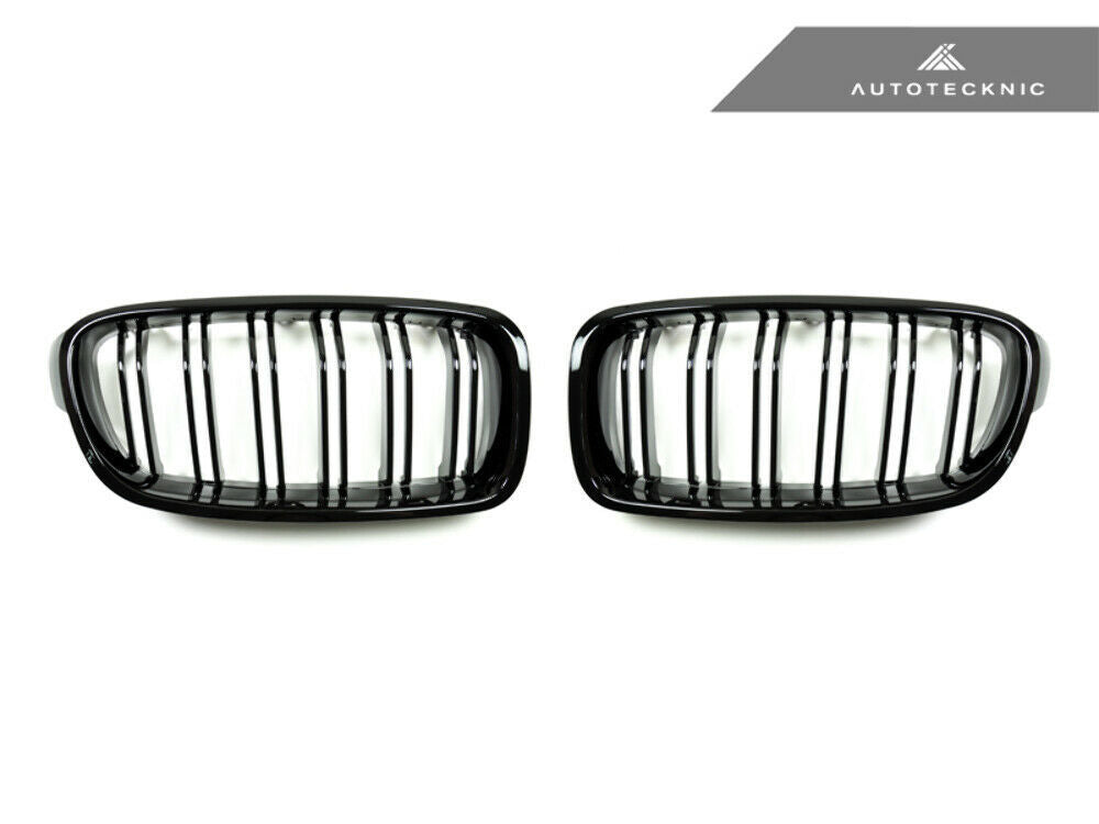 AutoTecknic BM-0179-DS-GB Dual-Slats Black Front Grilles F30 3-Series Sedan