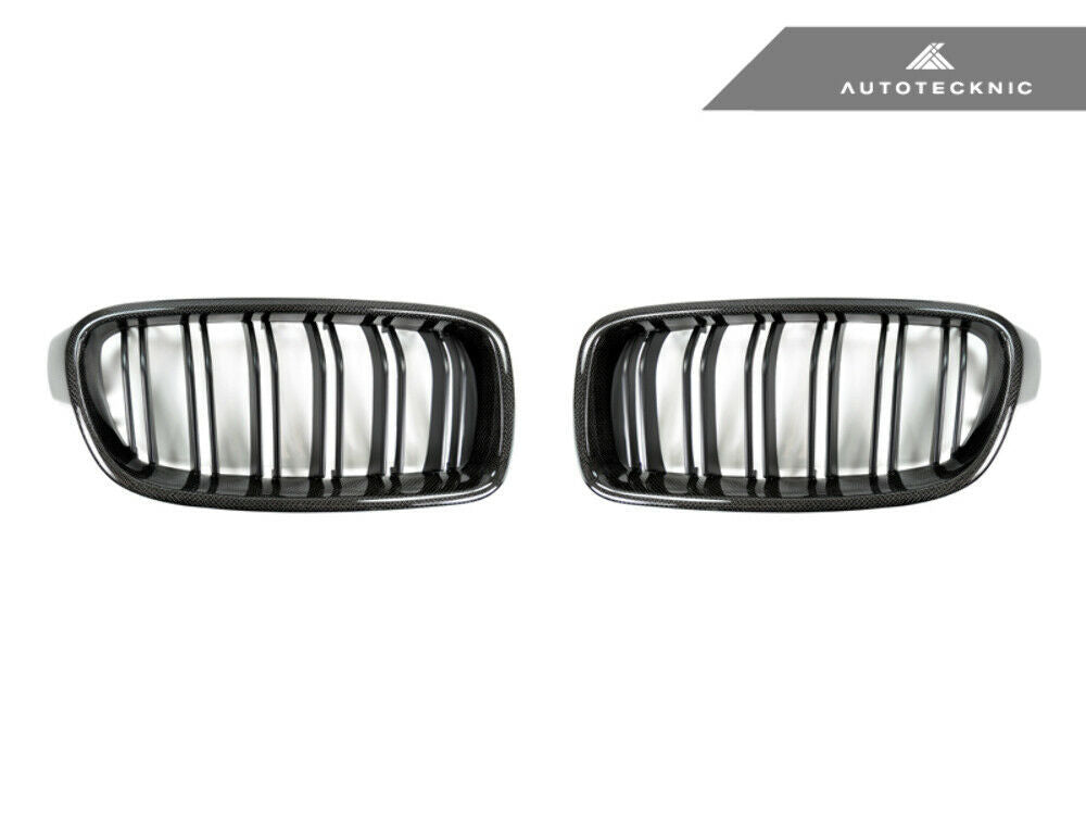 AutoTecknic BM-0179-DS-CF Dual-Slats Carbon Front Grilles F30 3-Series Sedan