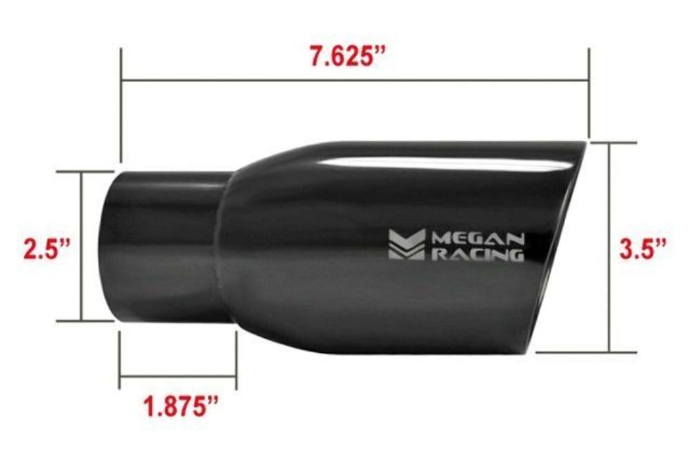 MEGAN MR-UT-BC01 Racing universal 3.5" Black Chrome Tip 2.5" pipping Tip only)