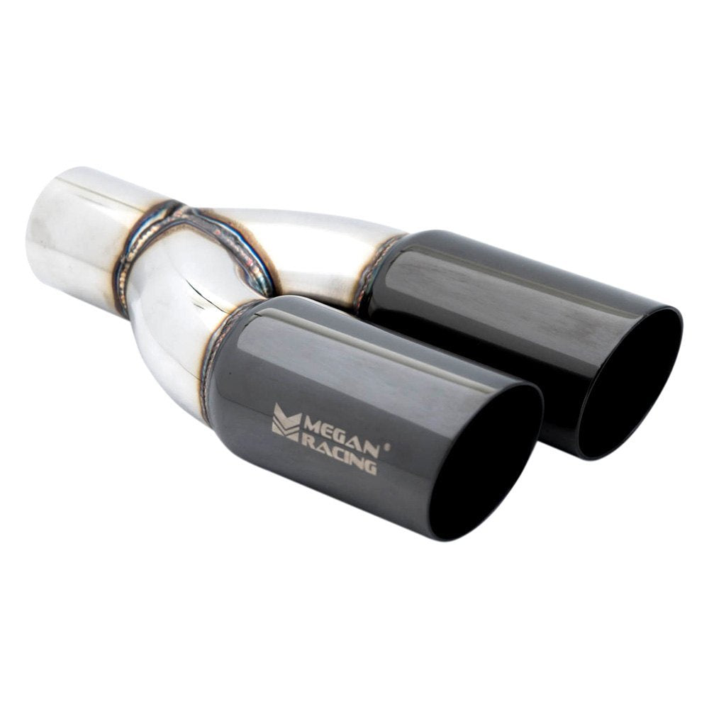 MEGAN MR-UT-TBC-3-DS Racing Universal Twin Black Chrome 3" Tips Driver Side)