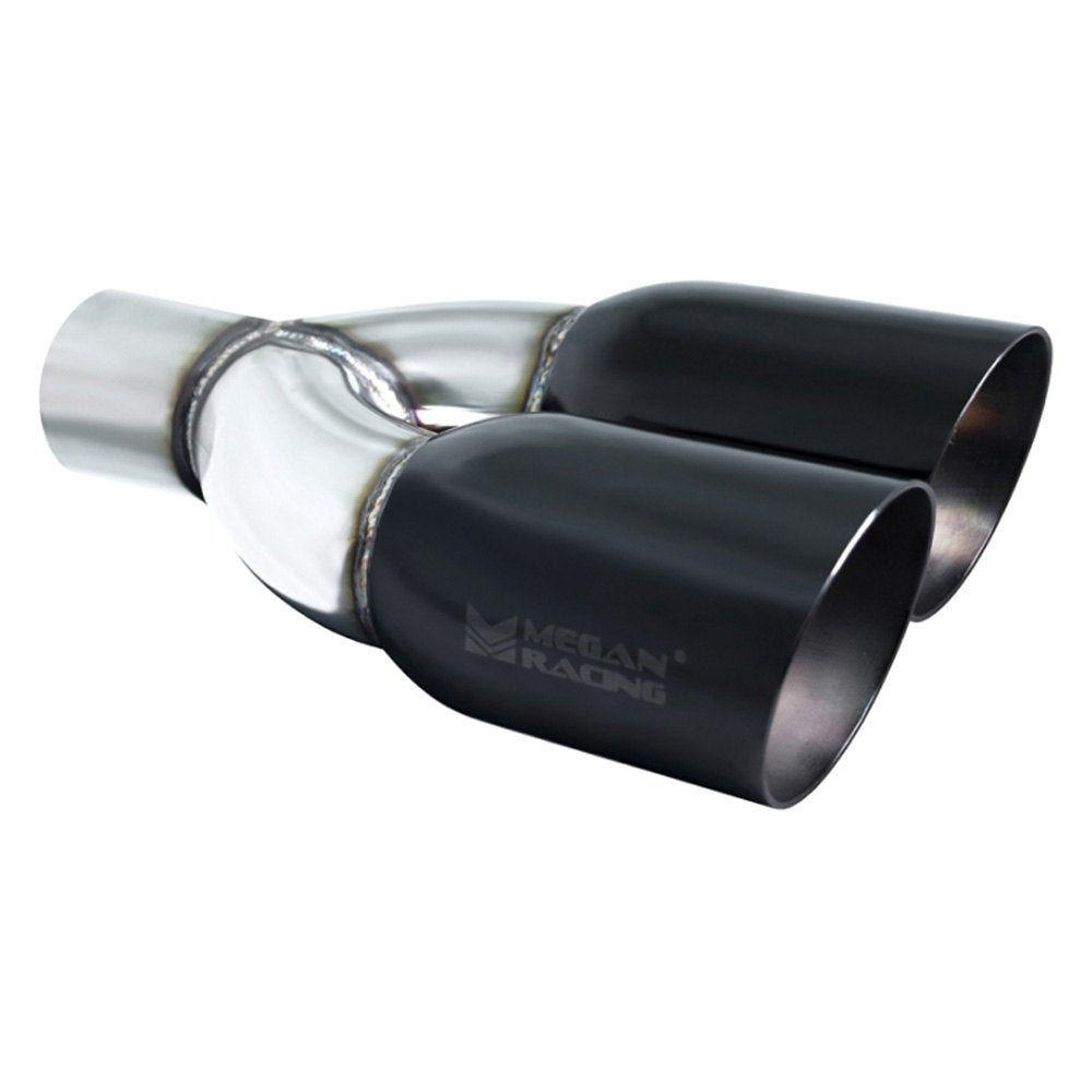MEGAN MR-UT-TBC-PS Racing Universal Twin Black Chrome 3.5" Tips Passenger Side)