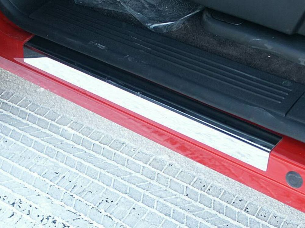 DS47185 Polished Door Sill Trim 2Pc Fits 07-13 Silverado Extended Cab