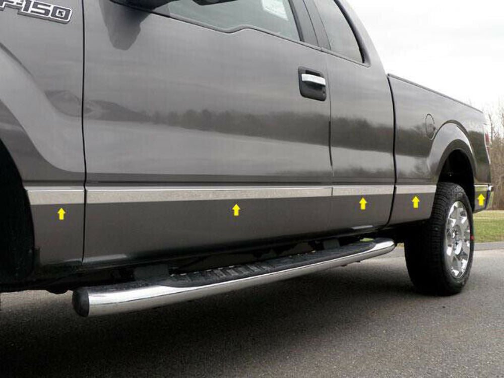 MI44301 Polished Side Insert Trim 10Pc Fits 04-08 F-150 Super Cab