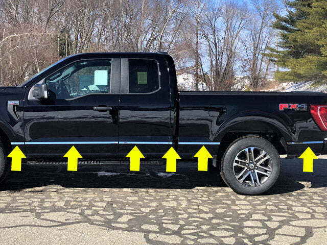 QAA Polished Side Insert Trim 12Pc Fits 21-26 F-150 Super Cab