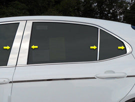 QAA PP18132 Polished Pillar Post Trim 8Pc Fits 18-23 Camry Sedan