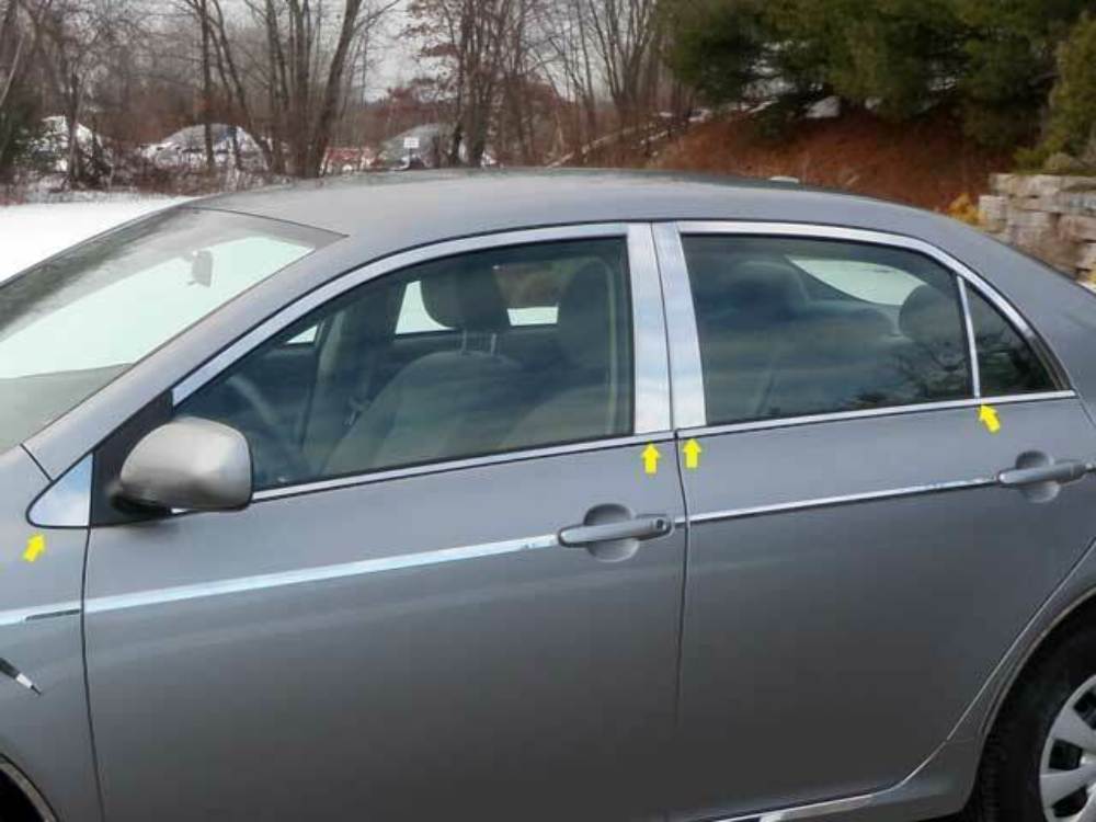 QAA PP29114 Polished Pillar Post Trim 8Pc Fits 09-13 Corolla Sedan