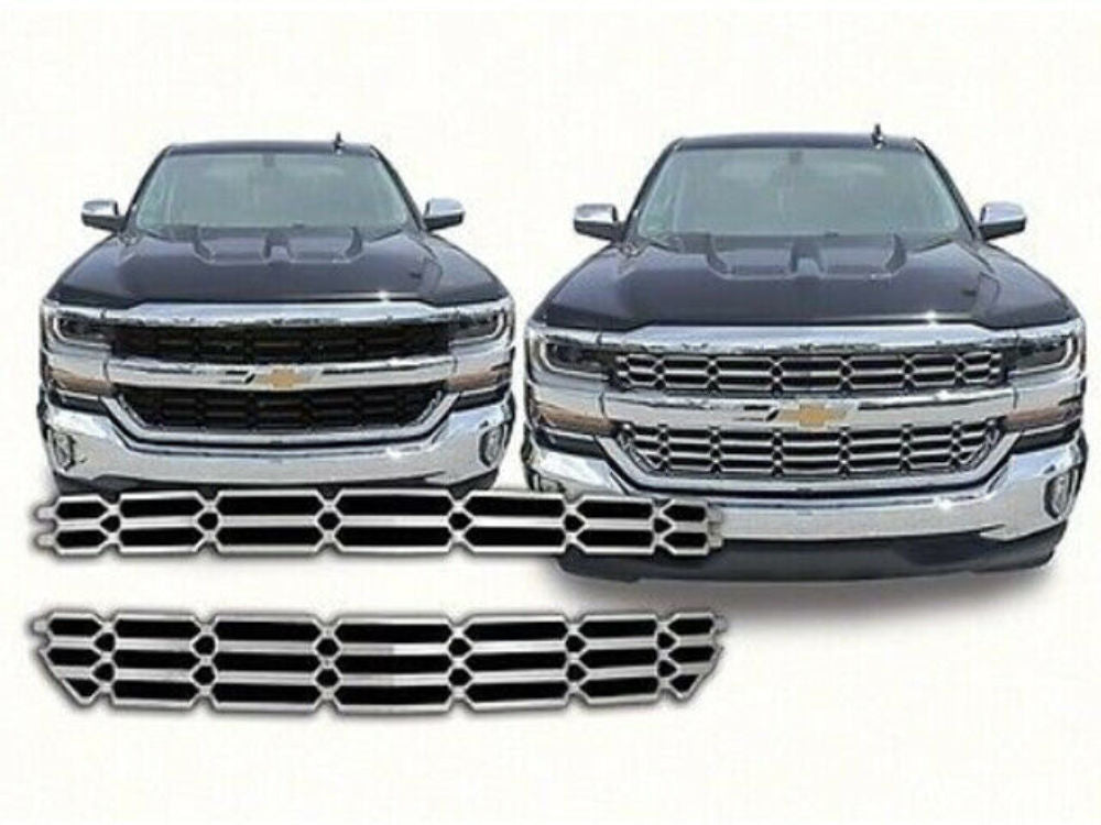 QAA SGC56184 Chrome Grill Overlay 2Pc Fits 16-18 Silverado