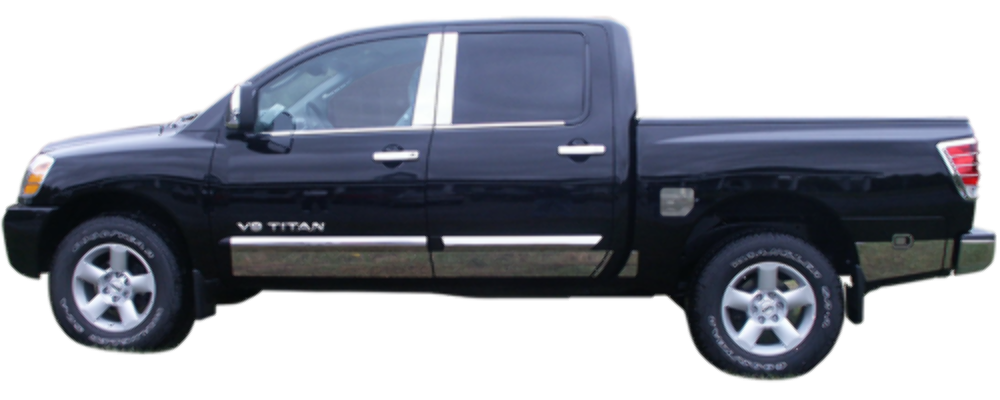 TH24520 Polished Upper Rocker Trim 10Pc Fits 04-15 Titan Crew Cab