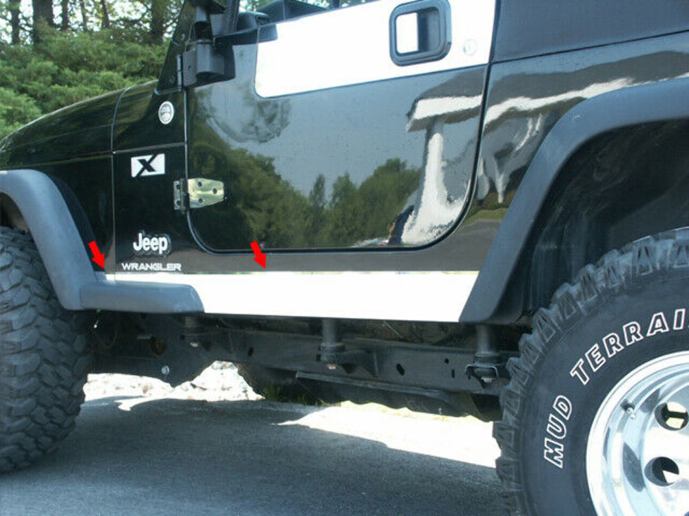 QAA TH45090 Polished Rocker Panel Trim 4Pc Fits 97-06 Wrangler TJ