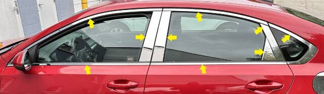QAA WP19810 Polished Window Trim 18Pc Fits 19-24 Forte Sedan