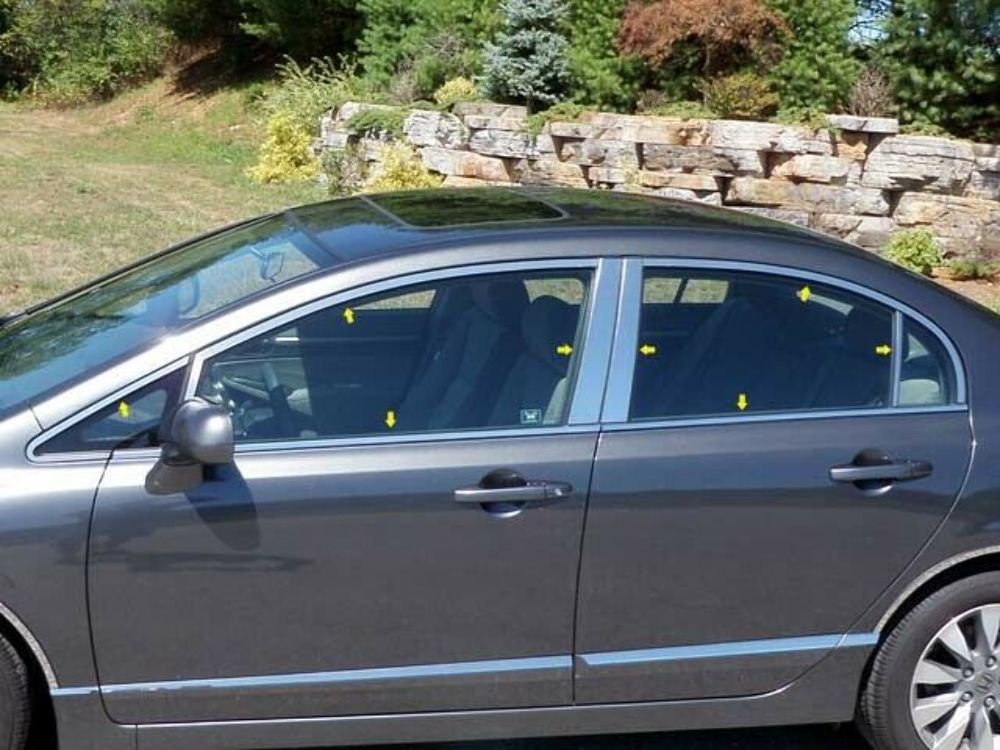 QAA WP26214 Polished Window Trim 16Pc Fits 06-11 Civic Sedan