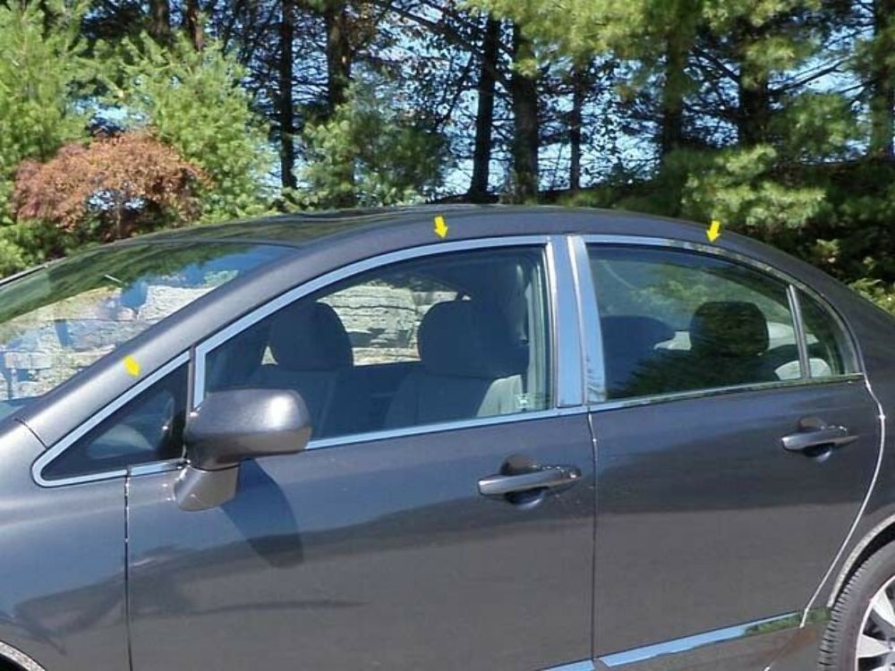 QAA WP26215 Polished Window Trim 6Pc Fits 06-11 Civic Sedan